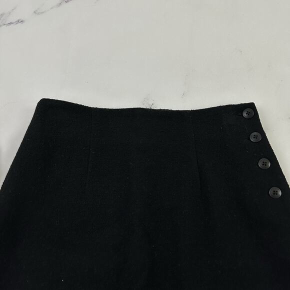 Gap Womens Vintage Y2k Mini Skirt Size 4 Black Wool Blend Tweed Button Trim - Picture 2 of 9